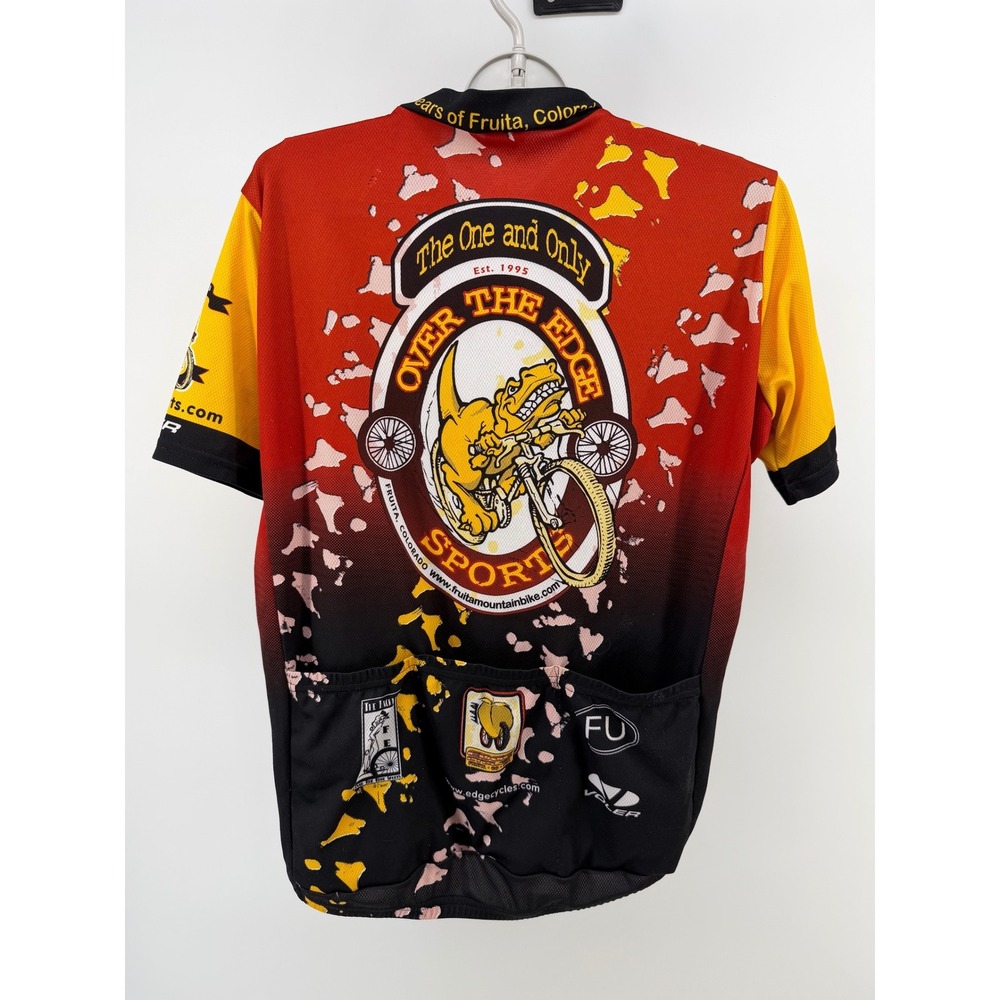 Voler‎ Over The Edge Sports Fruita Colorado Cycling Jersey Mens Large Red Yellow - Picture 2 of 6